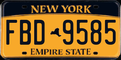 NY license plate FBD9585