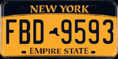 NY license plate FBD9593