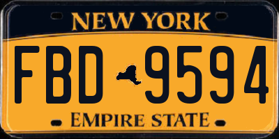 NY license plate FBD9594