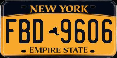 NY license plate FBD9606