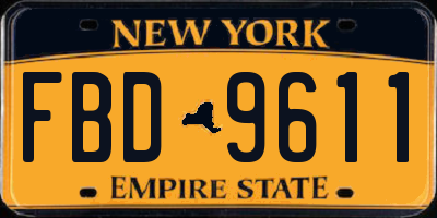 NY license plate FBD9611