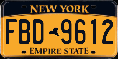 NY license plate FBD9612