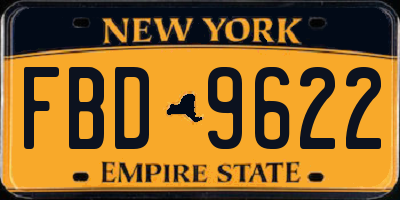 NY license plate FBD9622