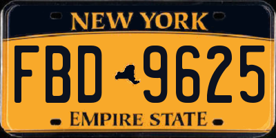 NY license plate FBD9625