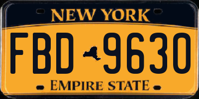 NY license plate FBD9630