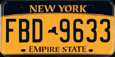 NY license plate FBD9633