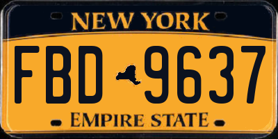 NY license plate FBD9637