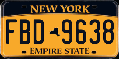 NY license plate FBD9638
