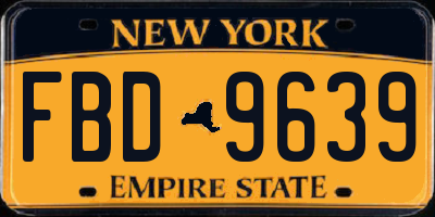 NY license plate FBD9639
