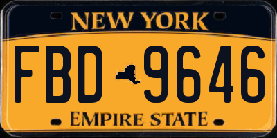 NY license plate FBD9646