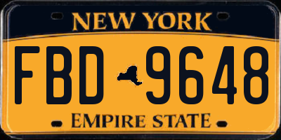 NY license plate FBD9648