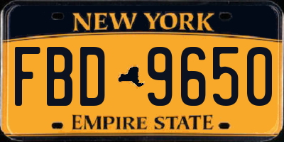 NY license plate FBD9650