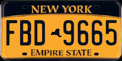 NY license plate FBD9665
