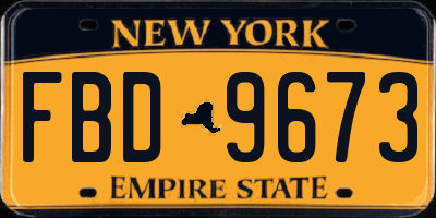 NY license plate FBD9673
