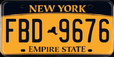 NY license plate FBD9676