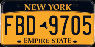 NY license plate FBD9705