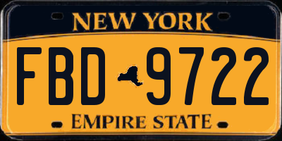 NY license plate FBD9722