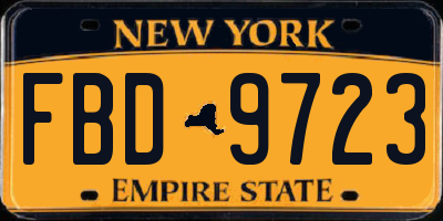 NY license plate FBD9723