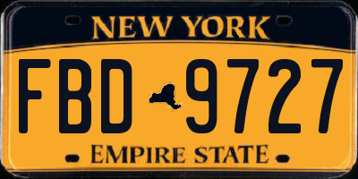 NY license plate FBD9727