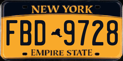 NY license plate FBD9728