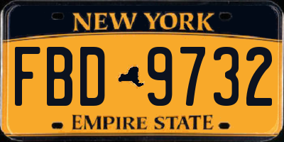 NY license plate FBD9732