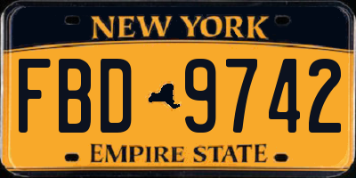 NY license plate FBD9742