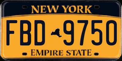 NY license plate FBD9750