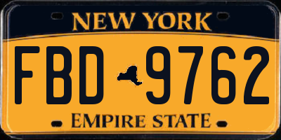 NY license plate FBD9762