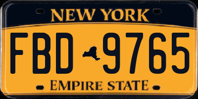 NY license plate FBD9765