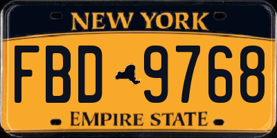 NY license plate FBD9768
