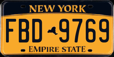 NY license plate FBD9769