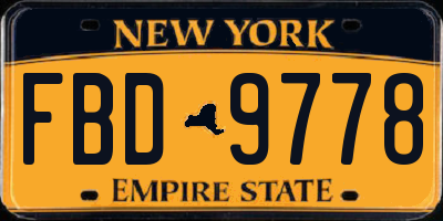 NY license plate FBD9778