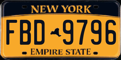 NY license plate FBD9796