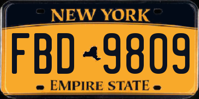 NY license plate FBD9809