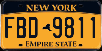 NY license plate FBD9811