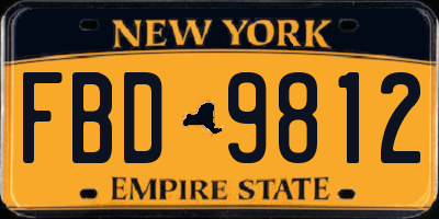 NY license plate FBD9812
