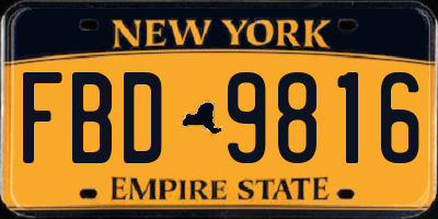 NY license plate FBD9816