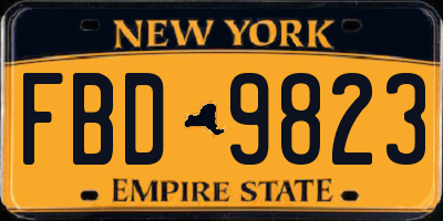NY license plate FBD9823