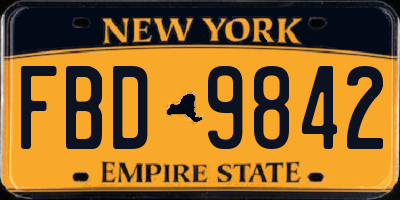 NY license plate FBD9842