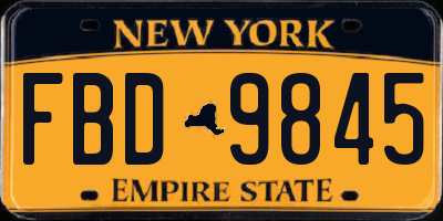 NY license plate FBD9845