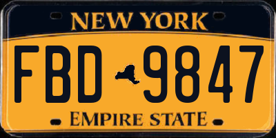 NY license plate FBD9847