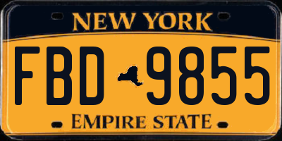 NY license plate FBD9855