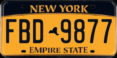 NY license plate FBD9877