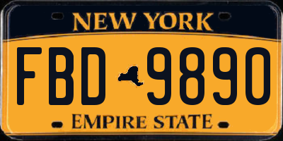 NY license plate FBD9890