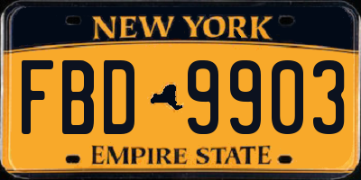 NY license plate FBD9903