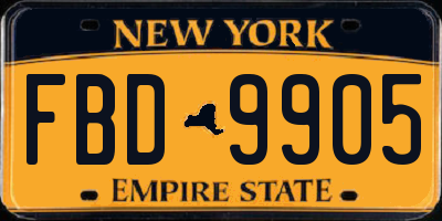 NY license plate FBD9905