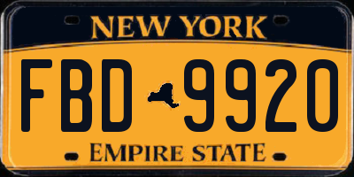 NY license plate FBD9920