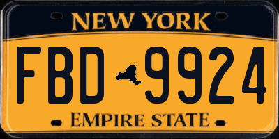 NY license plate FBD9924