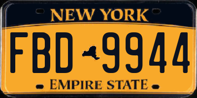 NY license plate FBD9944