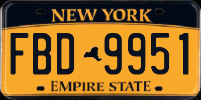 NY license plate FBD9951